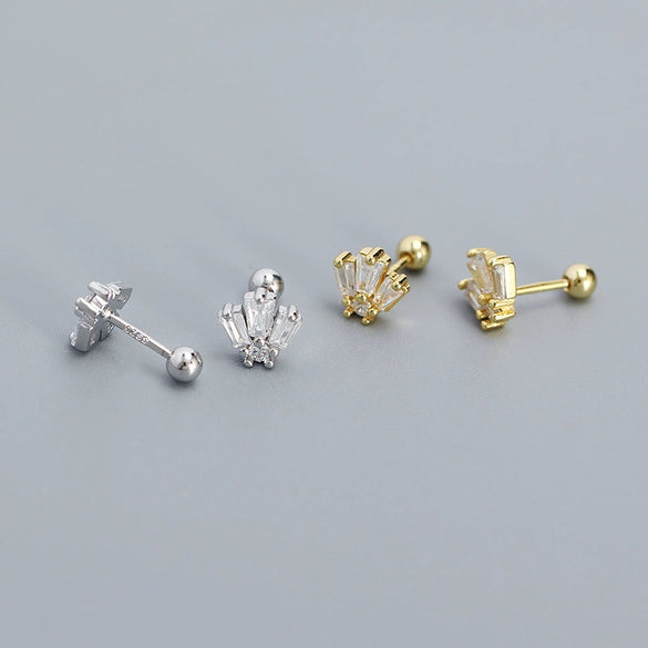 Wholesale Puncture Earrings 925 Silver Geometric Zircon Electroplated For Women