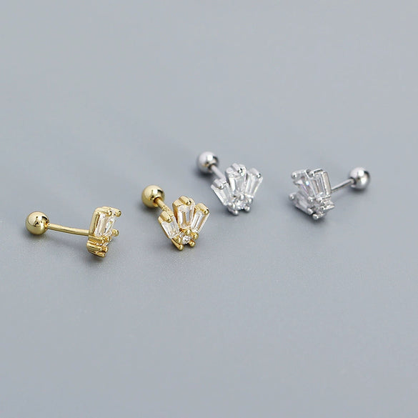 Wholesale Puncture Earrings 925 Silver Geometric Zircon Electroplated For Women