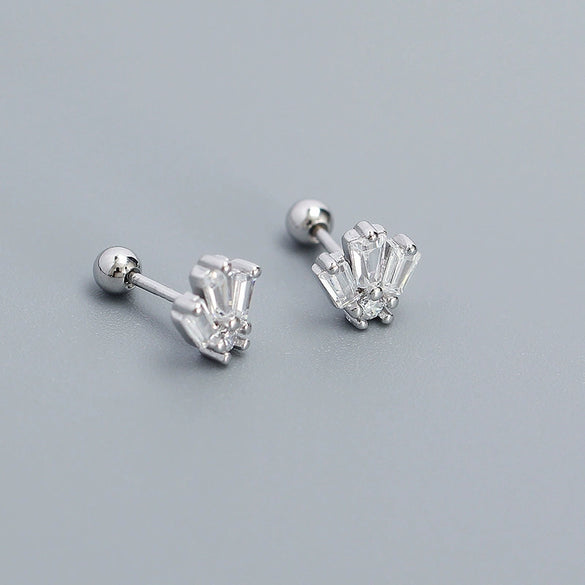 Wholesale Puncture Earrings 925 Silver Geometric Zircon Electroplated For Women