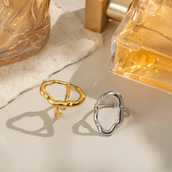 Wholesale Punk Bar Ring Irregular Geometric Lines Design Nonfading Hand Jewelry For Women Stainless Steel Electroplating