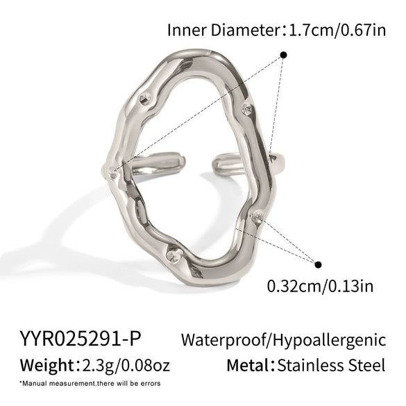 Wholesale Punk Bar Ring Irregular Geometric Lines Design Nonfading Hand Jewelry For Women Stainless Steel Electroplating