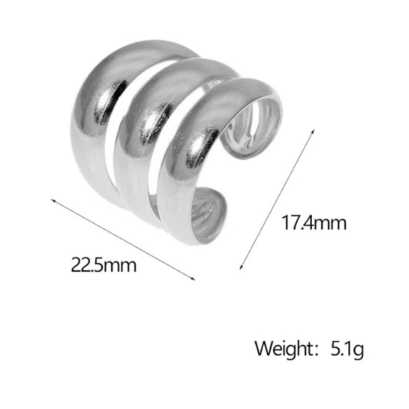 Wholesale Punk Exaggerated Wide Edition Open Finger Ring For Women Stainless Steel Geometric Electroplated