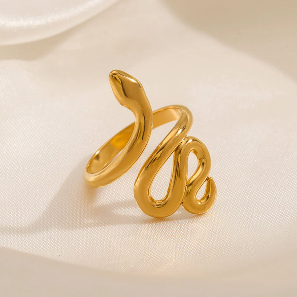 Wholesale Punk Hip Hop Style Stainless Steel Snake Zodiac Ring With Electroplating