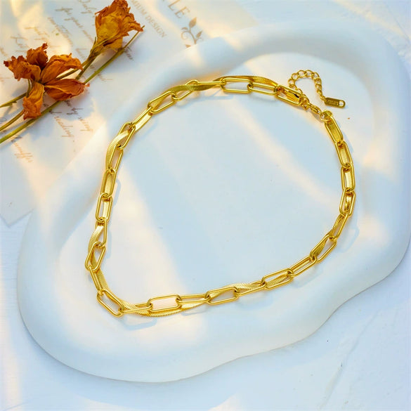 Wholesale Punk Hiphop Style Contrasting Doublelayer Snake Bone Chain Titanium Steel Heavy Industry Necklace With Electroplating