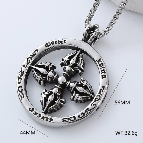 Wholesale Punk Jewelry Retro Round Stainless Steel Geometric Polished