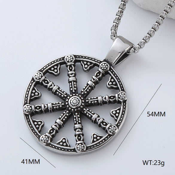 Wholesale Punk Jewelry Retro Round Stainless Steel Geometric Polished