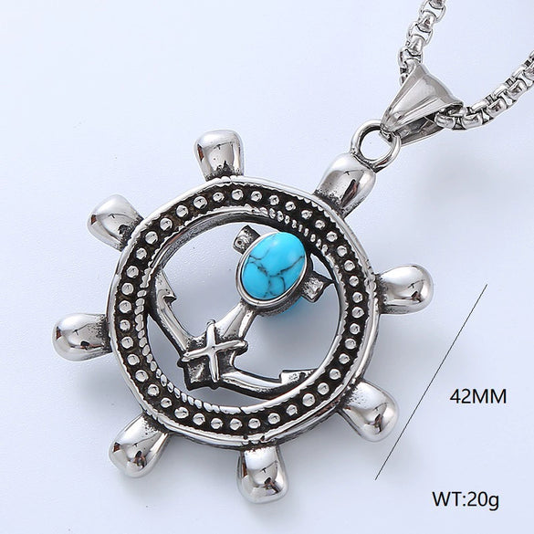 Wholesale Punk Necklace With Stainless Steel Geometric Pattern Fivepointed Star And Devil's Eye Design Polished