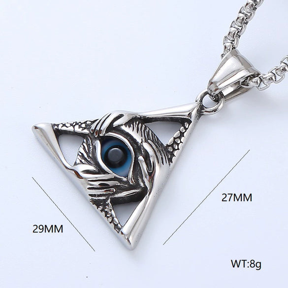 Wholesale Punk Necklace With Stainless Steel Geometric Pattern Fivepointed Star And Devil's Eye Design Polished