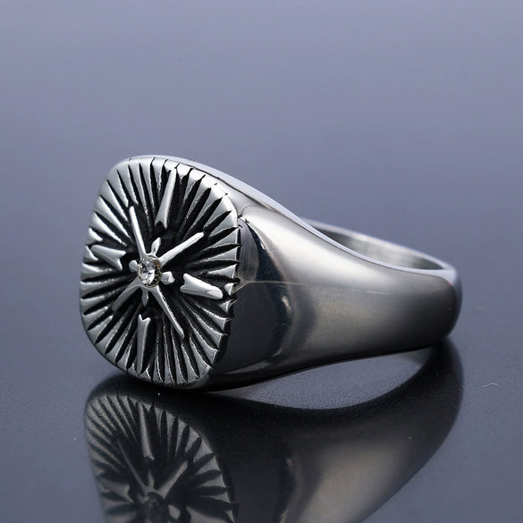 Wholesale Punk Ring Stainless Steel Simple Style Diamond Cross Unisex Polishing