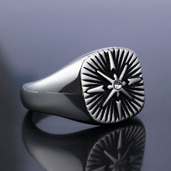 Wholesale Punk Ring Stainless Steel Simple Style Diamond Cross Unisex Polishing