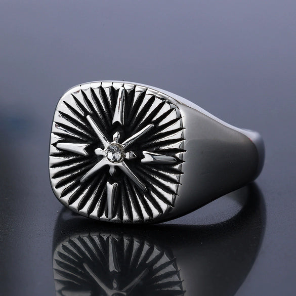 Wholesale Punk Ring Stainless Steel Simple Style Diamond Cross Unisex Polishing