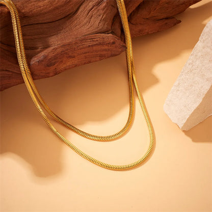 Wholesale Punk Streetwear Solid Color Titanium Steel Plating 18k Gold Plated Necklace