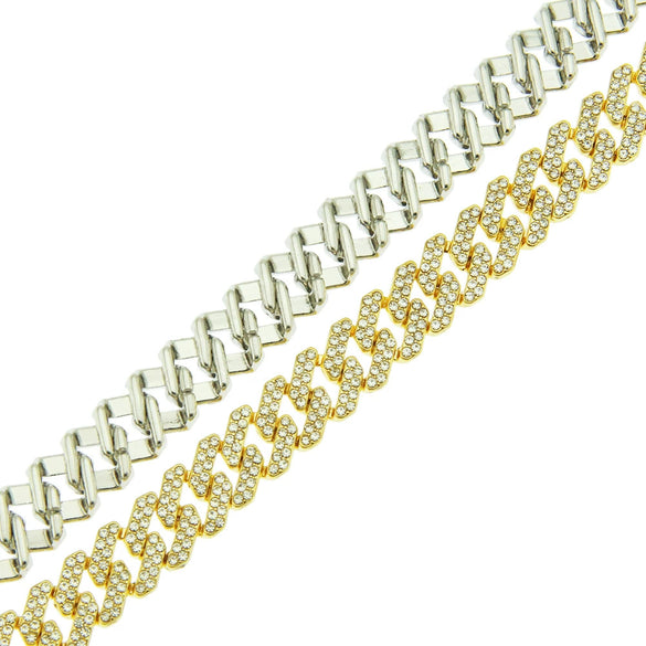 Wholesale Punk Style Alloy Cuban Chain Necklace With Geometric Diamond Accessories Pendant