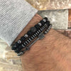 Wholesale Punk Style Crystal And Copper Inlaid Geometric Ball And Arrow Three Piece Set For Unisex