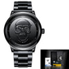 Wholesale Punk Style 3D Skull Quartz Watch Stainless Steel Band Alloy Case Mineral Strengthened Mirror For Men