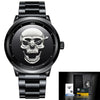 Wholesale Punk Style 3D Skull Quartz Watch Stainless Steel Band Alloy Case Mineral Strengthened Mirror For Men