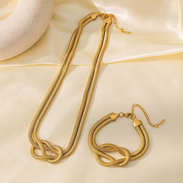 Wholesale Punk Style Double Layer Snake Bone Chain Titanium Steel Jewelry Set For Women