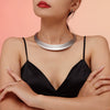 Wholesale Punk Style Exaggerated Open Stainless Steel Necklace With Geometric Design Electroplated