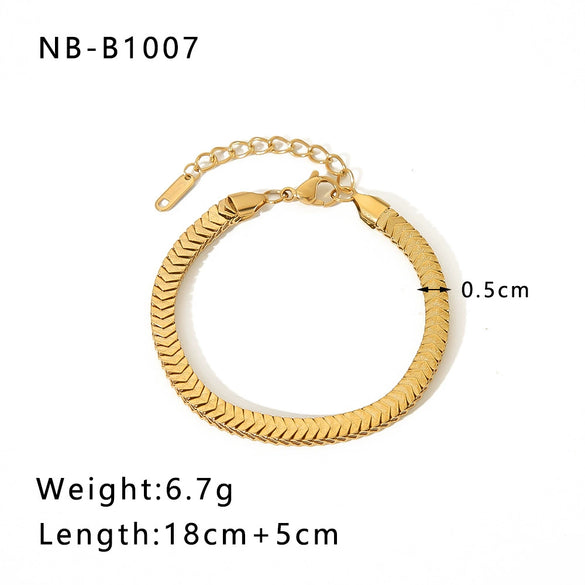 Wholesale Punk Style Exaggerated Thick Titanium Steel Handmade Chain Bracelet With 18K Real Gold Plated Geometric Pattern