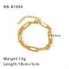 Wholesale Punk Style Exaggerated Thick Titanium Steel Handmade Chain Bracelet With 18K Real Gold Plated Geometric Pattern