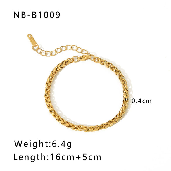 Wholesale Punk Style Exaggerated Thick Titanium Steel Handmade Chain Bracelet With 18K Real Gold Plated Geometric Pattern