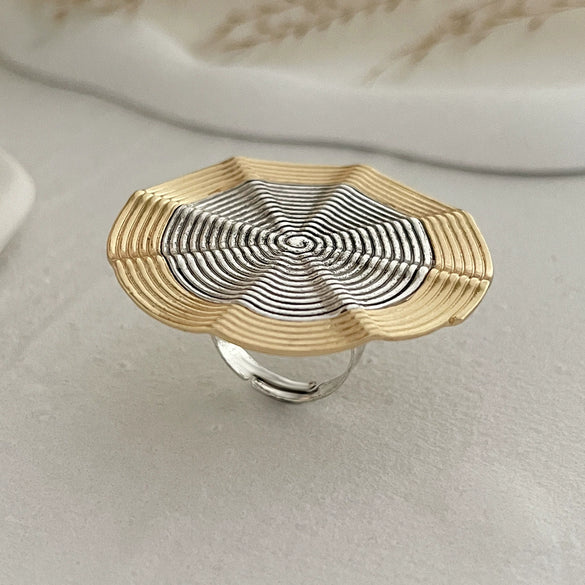 Wholesale Punk Style Metal Geometric And Leaf Ring With Electroplating