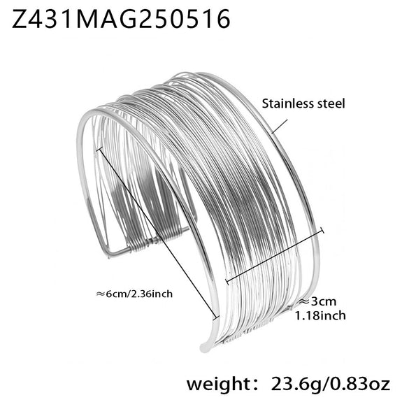 Wholesale Punk Style Multi Layer Hollow Open Arm Ring Bracelet 316L Stainless Steel Electroplated