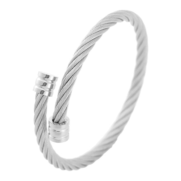 Wholesale Punk Style Stainless Steel Men's Bracelet With Gold Multi Color Steel Wire And Round Head Polished