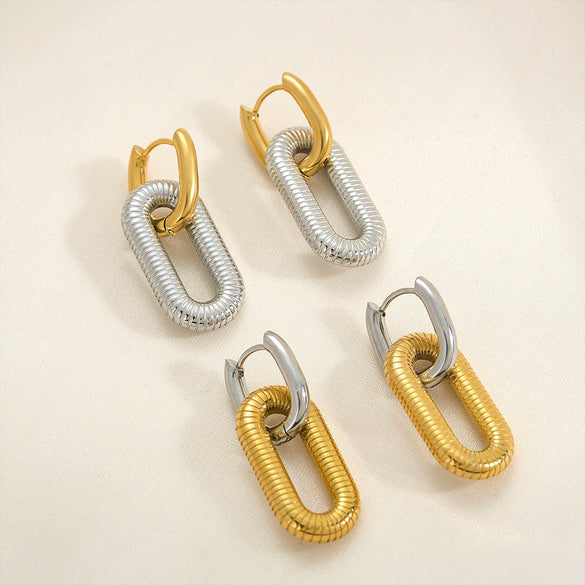 Wholesale Punk Style Stainless Steel Square Geometric Electroplated Earrings For Women