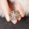 Wholesale Punk Style Women's Copper Ring With Geometric Design And Zirconia