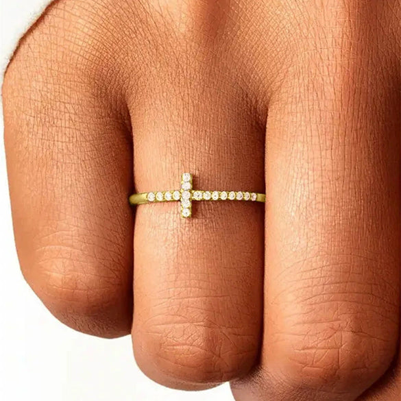 Wholesale Punk Stylish Cold Style Ring Copper Inlaid Zircon Geometric Women's