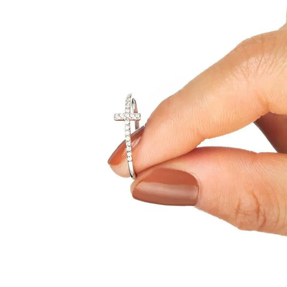 Wholesale Punk Stylish Cold Style Ring Copper Inlaid Zircon Geometric Women's