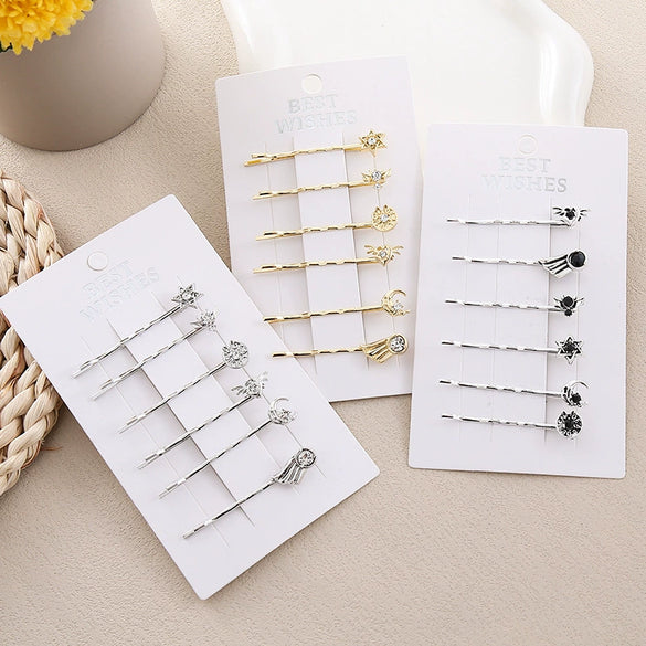Wholesale Punk Zinc Alloy Electroplated Oneword Clip With Fivepointed Star Sunflower Starfish Leaf Design For Women