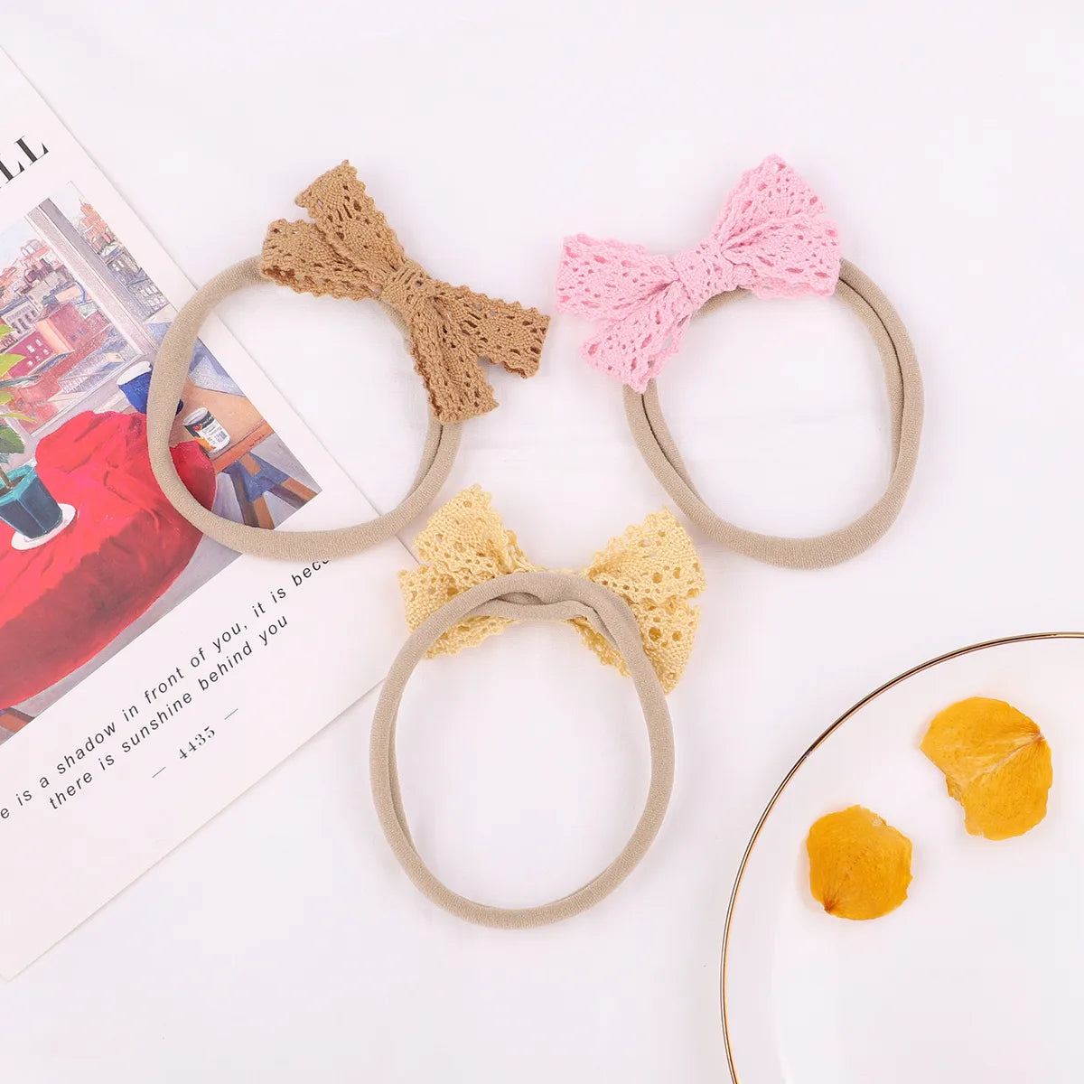 Wholesale Pure Color Lace Bow Children Hairband Nihaojewelry