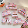 Wholesale Pvc Cartoon Flamingo Hair Accessories Spring And Summer Fresh Clip Floral Hairpin With Baking Paint Square Semicircle Shark Clip For Girls
