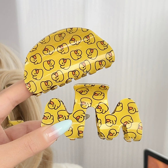 Wholesale Pvc Handmade Cartoon Animal Style Yellow Duck Hair Grab Clips For Women