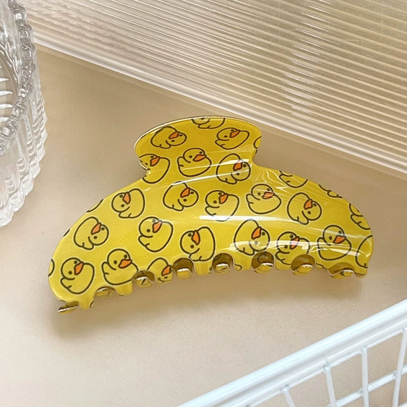 Wholesale Pvc Handmade Cartoon Animal Style Yellow Duck Hair Grab Clips For Women