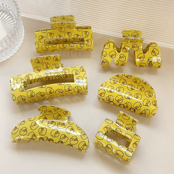 Wholesale Pvc Handmade Cartoon Animal Style Yellow Duck Hair Grab Clips For Women
