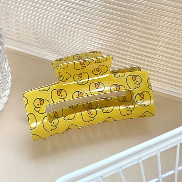Wholesale Pvc Handmade Cartoon Animal Style Yellow Duck Hair Grab Clips For Women