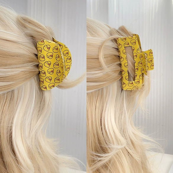 Wholesale Pvc Handmade Cartoon Animal Style Yellow Duck Hair Grab Clips For Women
