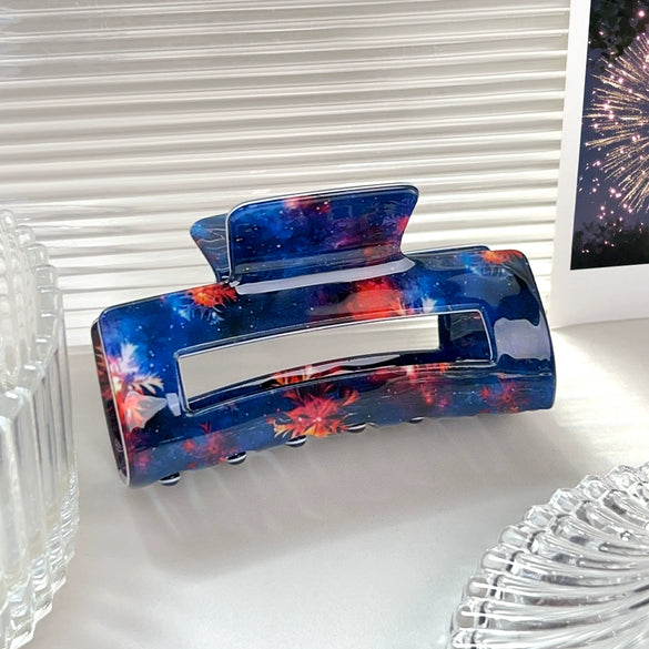 Wholesale Pvc Handmade Simple Geometric Semiround Square Hair Grab Clips For Women