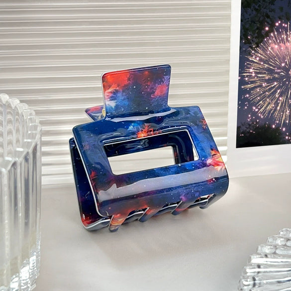 Wholesale Pvc Handmade Simple Geometric Semiround Square Hair Grab Clips For Women