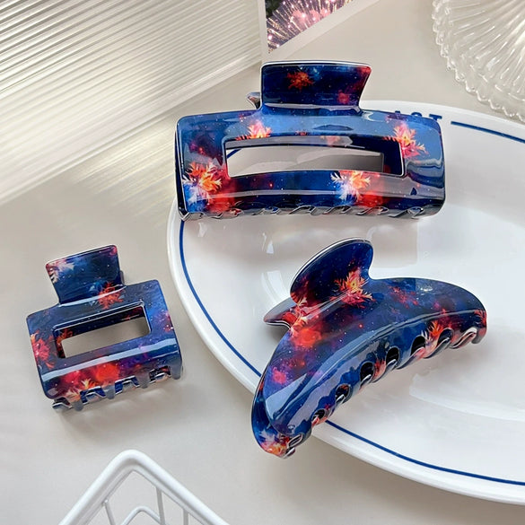 Wholesale Pvc Handmade Simple Geometric Semiround Square Hair Grab Clips For Women