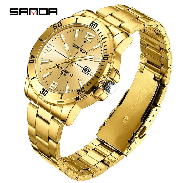 Wholesale Quartz Watch Alloy Alloy And Stainless Steel Material Round Shape Fashionable Men's Business Watch