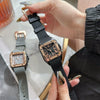 Wholesale Quartz Watch Alloy Case Silicone Strap Square Casual Retro Style