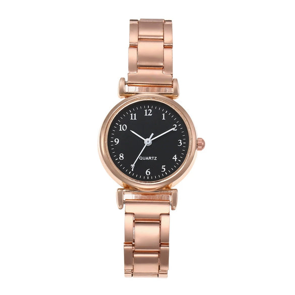 Wholesale Quartz Watch Alloy Case Stainless Steel Buckle Steel Strip Strap Round Dial Fresh Retro Style