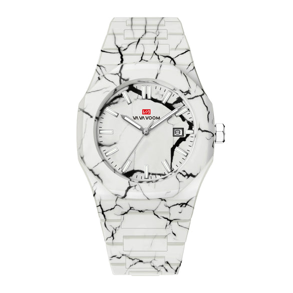 Wholesale Quartz Watch Alloy Plastic Stainless Steel Round Dial Marble Pattern Business Style Men's Watch