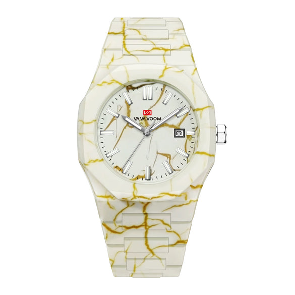 Wholesale Quartz Watch Alloy Plastic Stainless Steel Round Dial Marble Pattern Business Style Men's Watch
