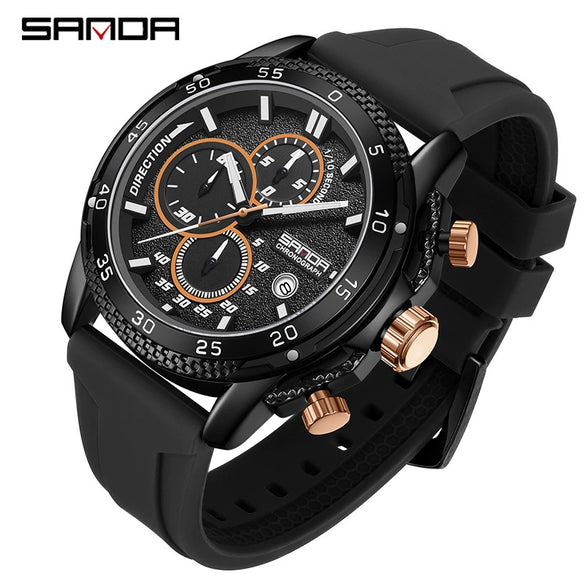 Wholesale Quartz Watch For Men Zinc Alloy Case Silicone Strap Round Dial Waterproof Fluorescent Business Style