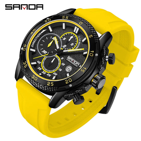 Wholesale Quartz Watch For Men Zinc Alloy Case Silicone Strap Round Dial Waterproof Fluorescent Business Style